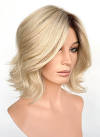 Blonde With Dark Roots Wavy Mono Top Lace Wig MN003