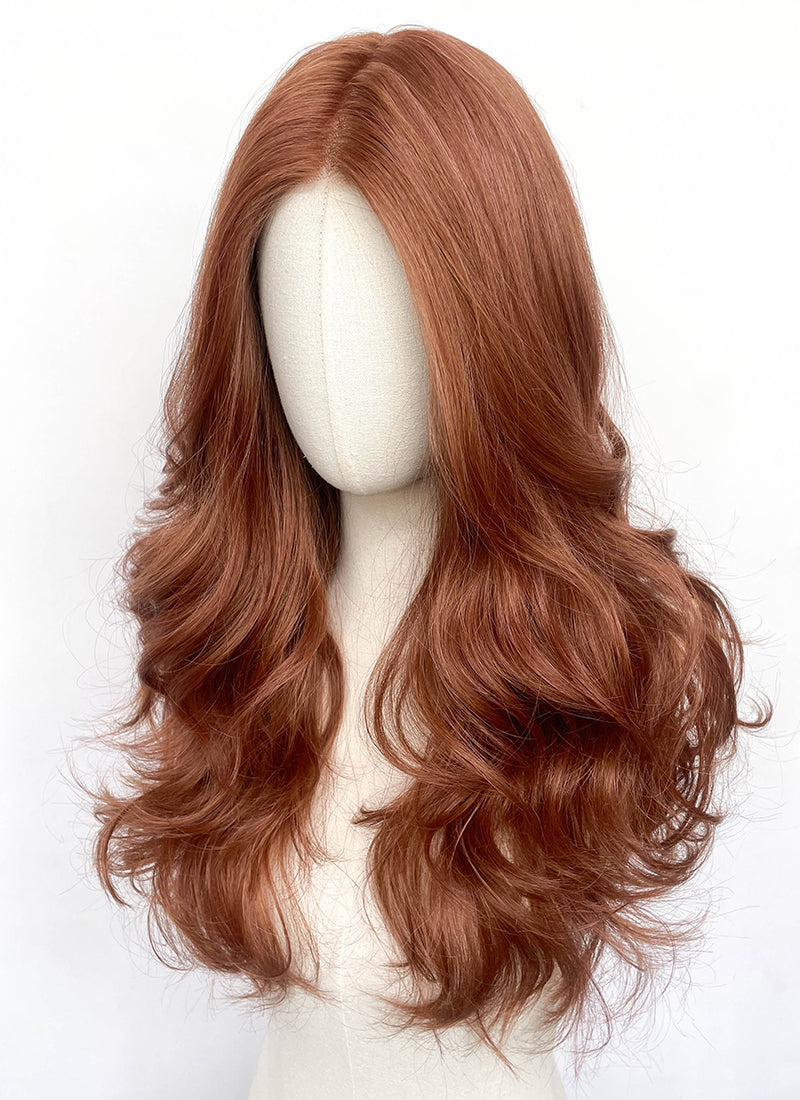 Auburn Wavy Mono Top Lace Wig MN004