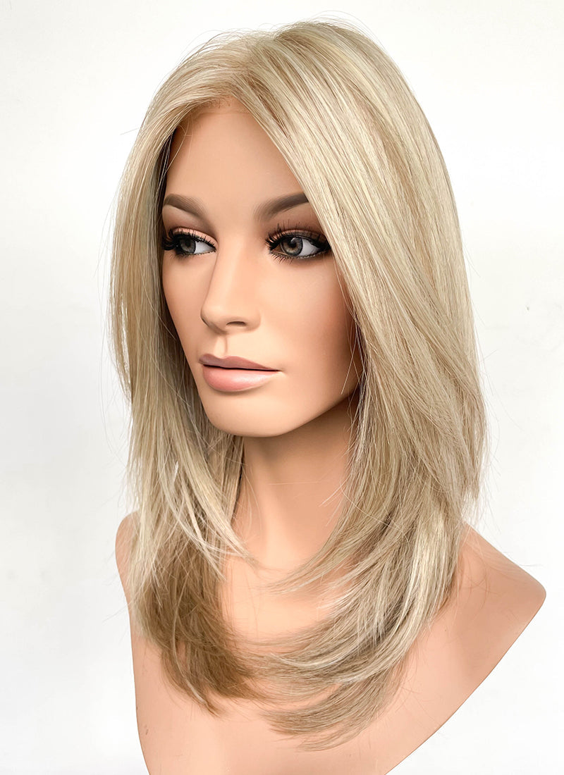 Mixed Blonde Straight Mono Top Lace Wig MN006