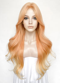 Peach Pink Ombre Wavy Synthetic Wig NL086