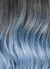 Brunette Mixed Light Blue Wavy Synthetic Hair Wig NL092