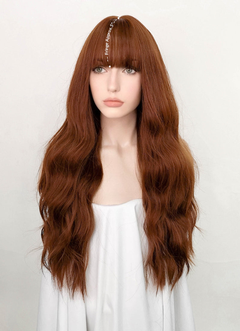 Auburn Wavy Synthetic Hair Wig NS376