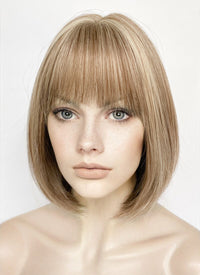 Blonde Mixed Brown Straight Bob Synthetic Hair Wig NS556