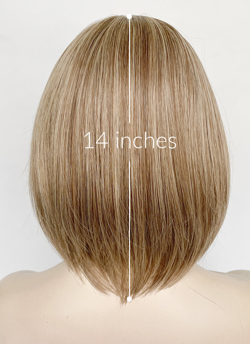 Blonde Mixed Brown Straight Bob Synthetic Hair Wig NS556