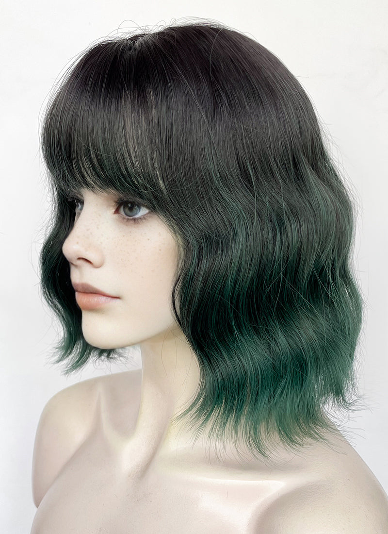 Brunette Green Ombre Wavy Synthetic Hair Wig NS583