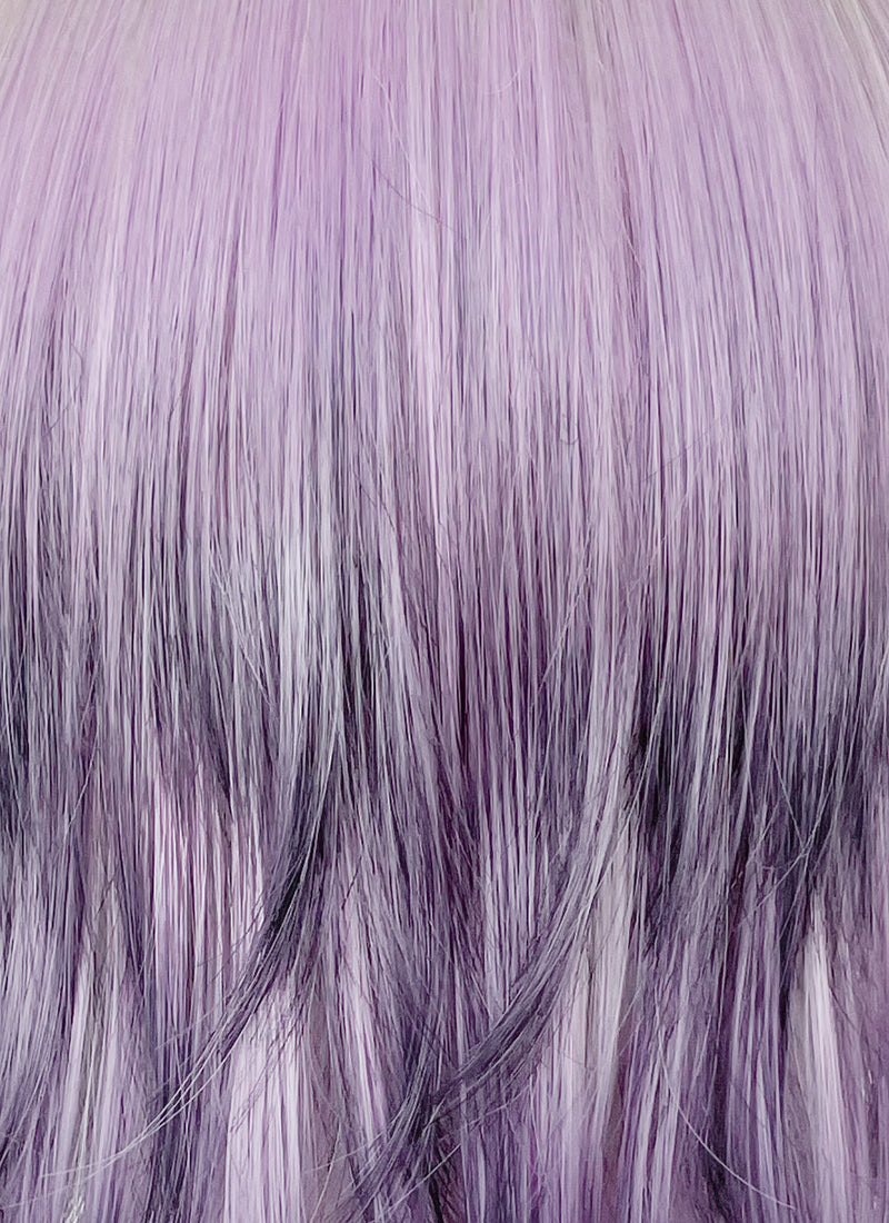 Grey Purple Mixed Straight Synthetic Hair Wig NS586