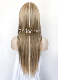 Medium Blonde Mixed Black Straight Synthetic Hair Wig NS588