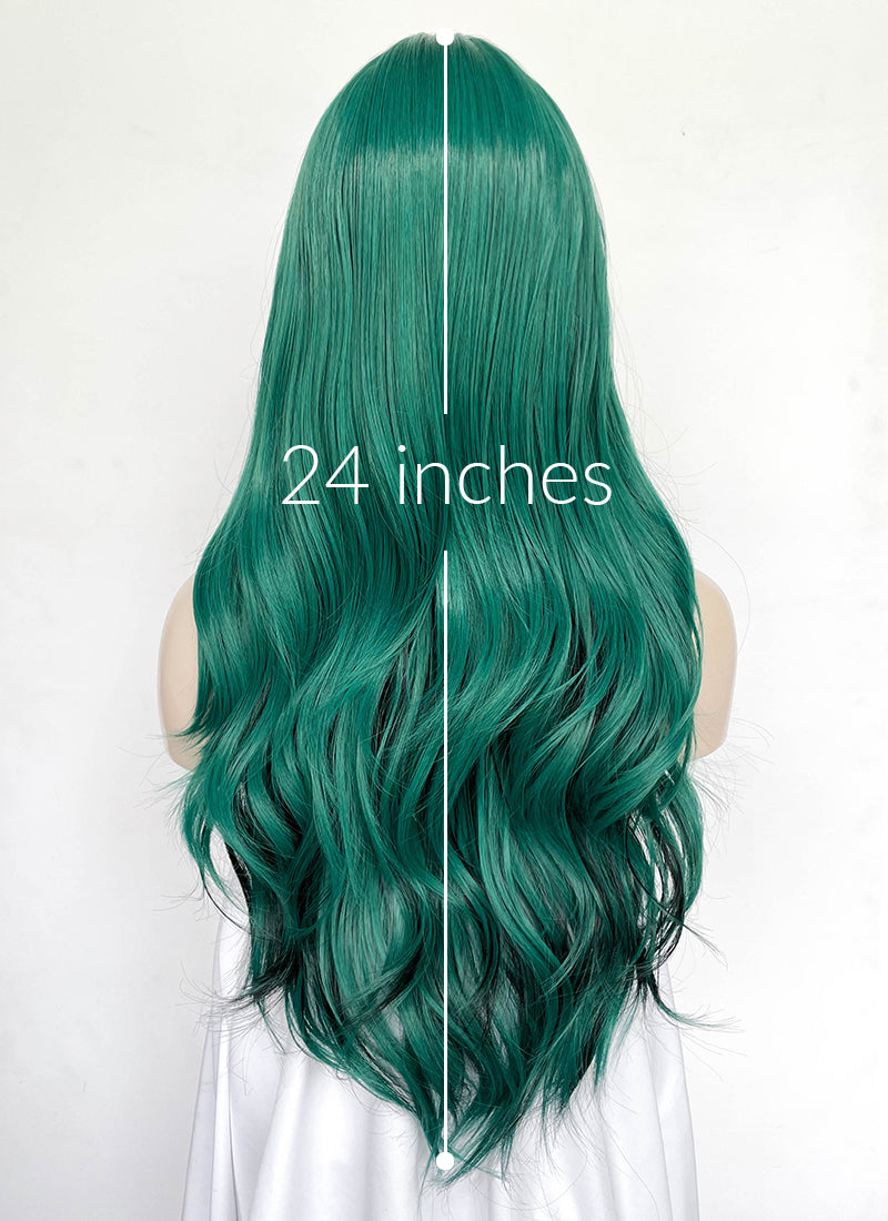 Green Mixed Black Wavy Synthetic Hair Wig NS590