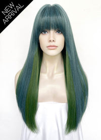 Blue Mixed Green Straight Synthetic Hair Wig NS593