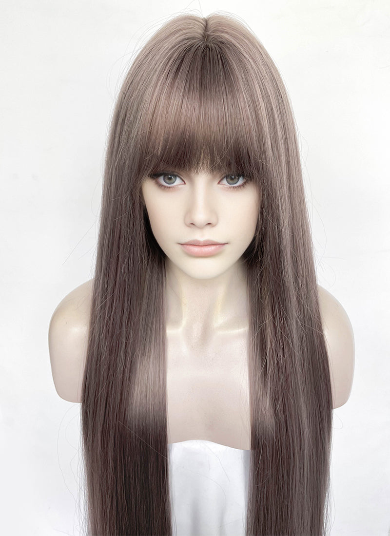 Ash Purple Straight Synthetic Hair Wig NS597