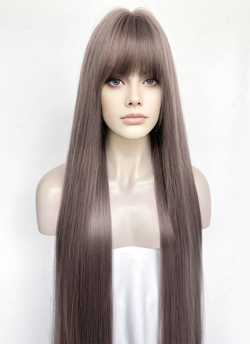 Ash Purple Straight Synthetic Hair Wig NS597