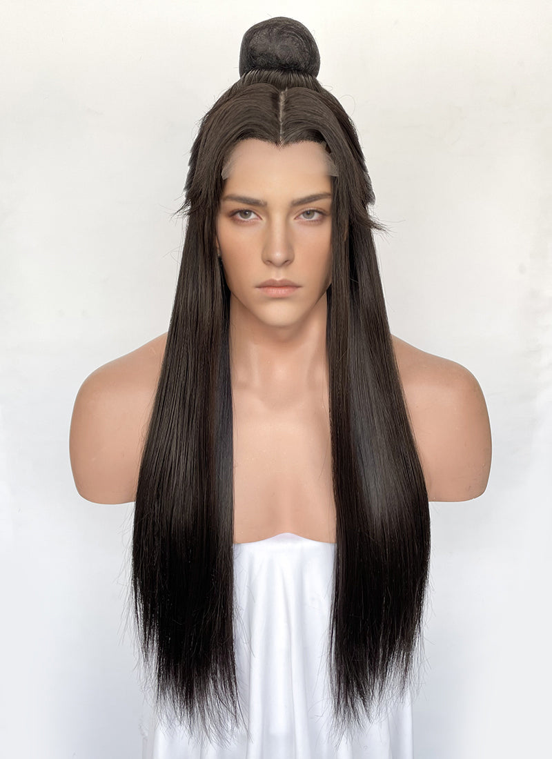 Heaven Official's Blessing Xie lian Brunette Straight Synthetic Men's Wig With Bun TB1751