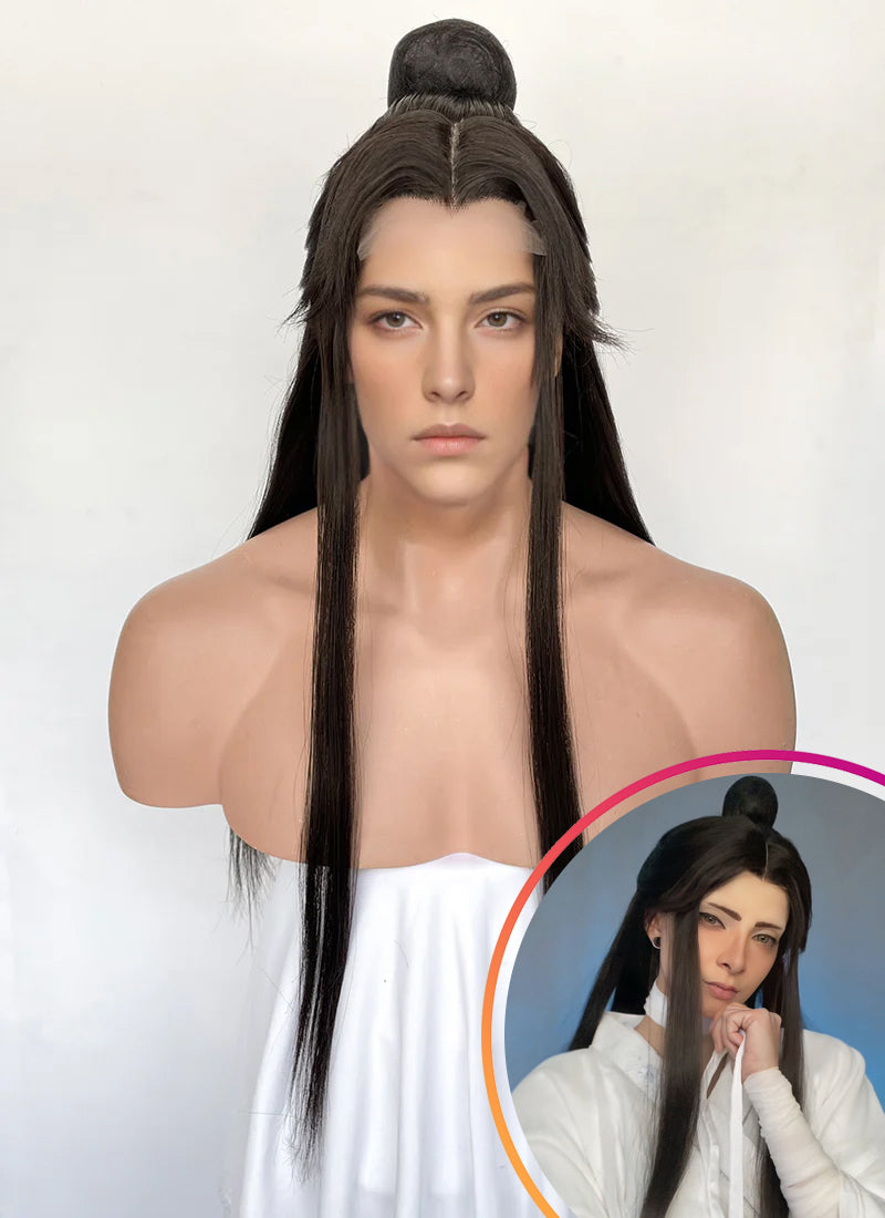 Heaven Official's Blessing Xie lian Brunette Straight Synthetic Men's Wig With Bun TB1751