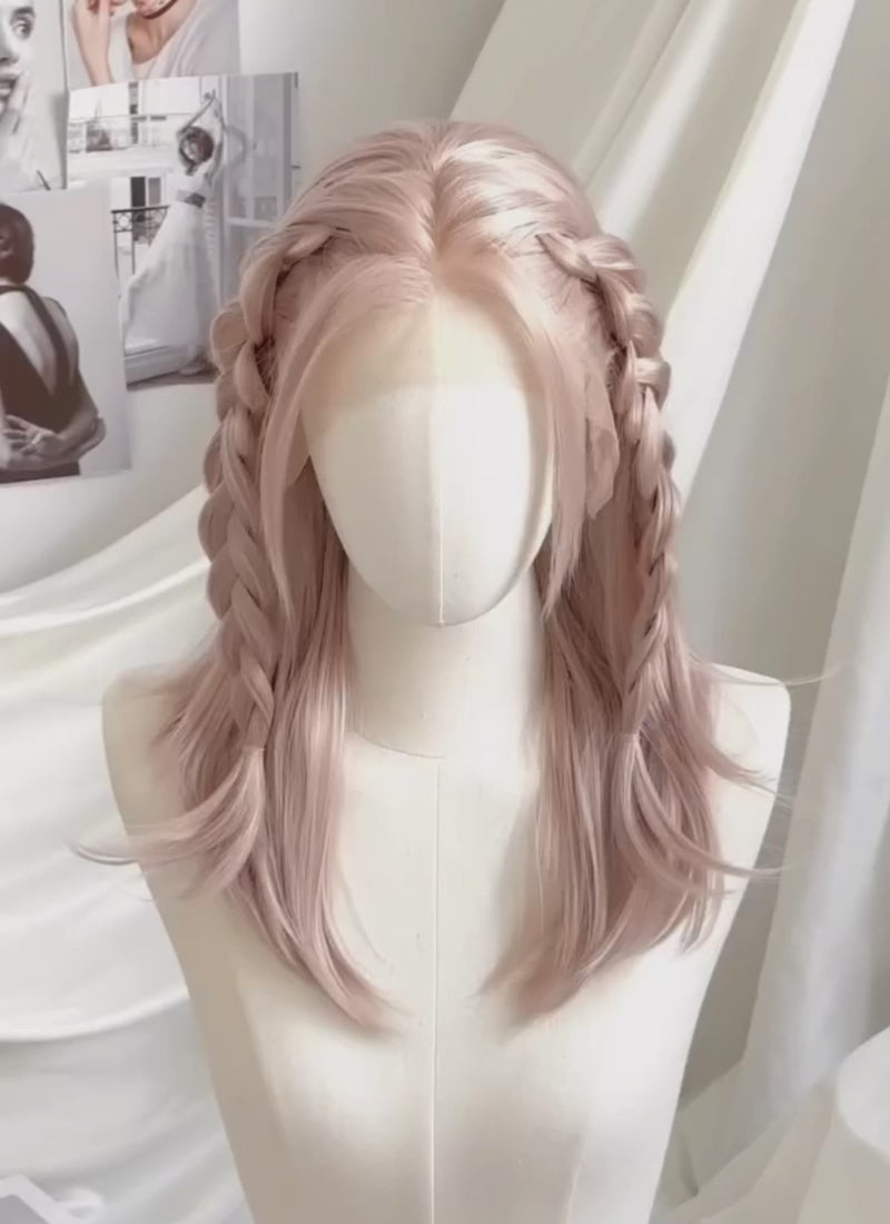 Pastel Pale Plum Wavy Lace Front Synthetic Wig LW4028