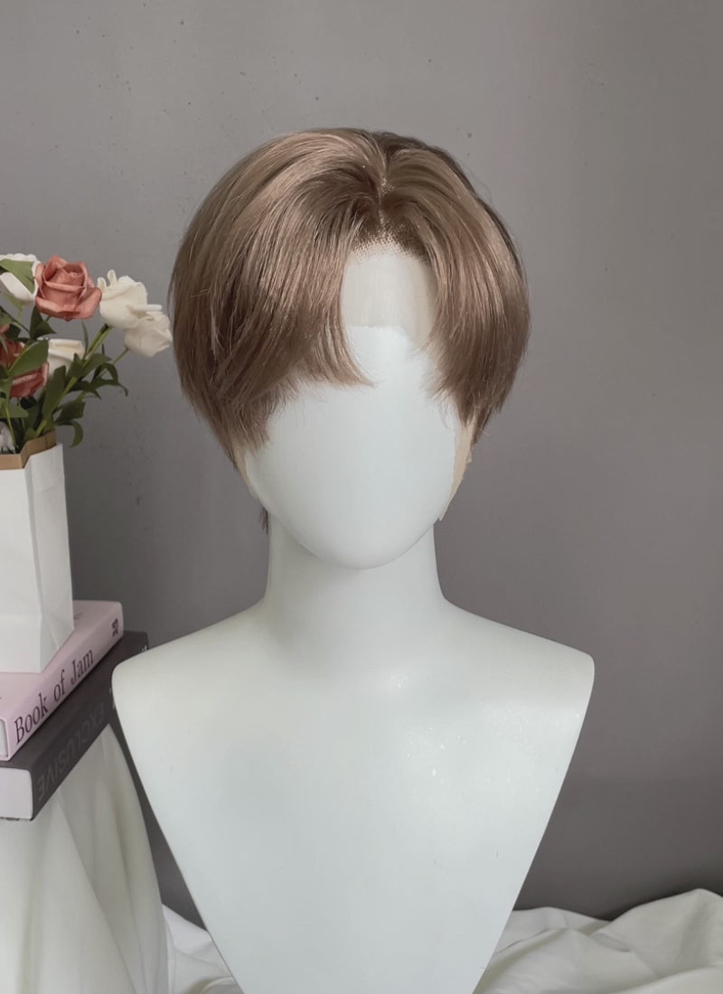 Brown Straight Lace Front Synthetic Men's Wig LF6094