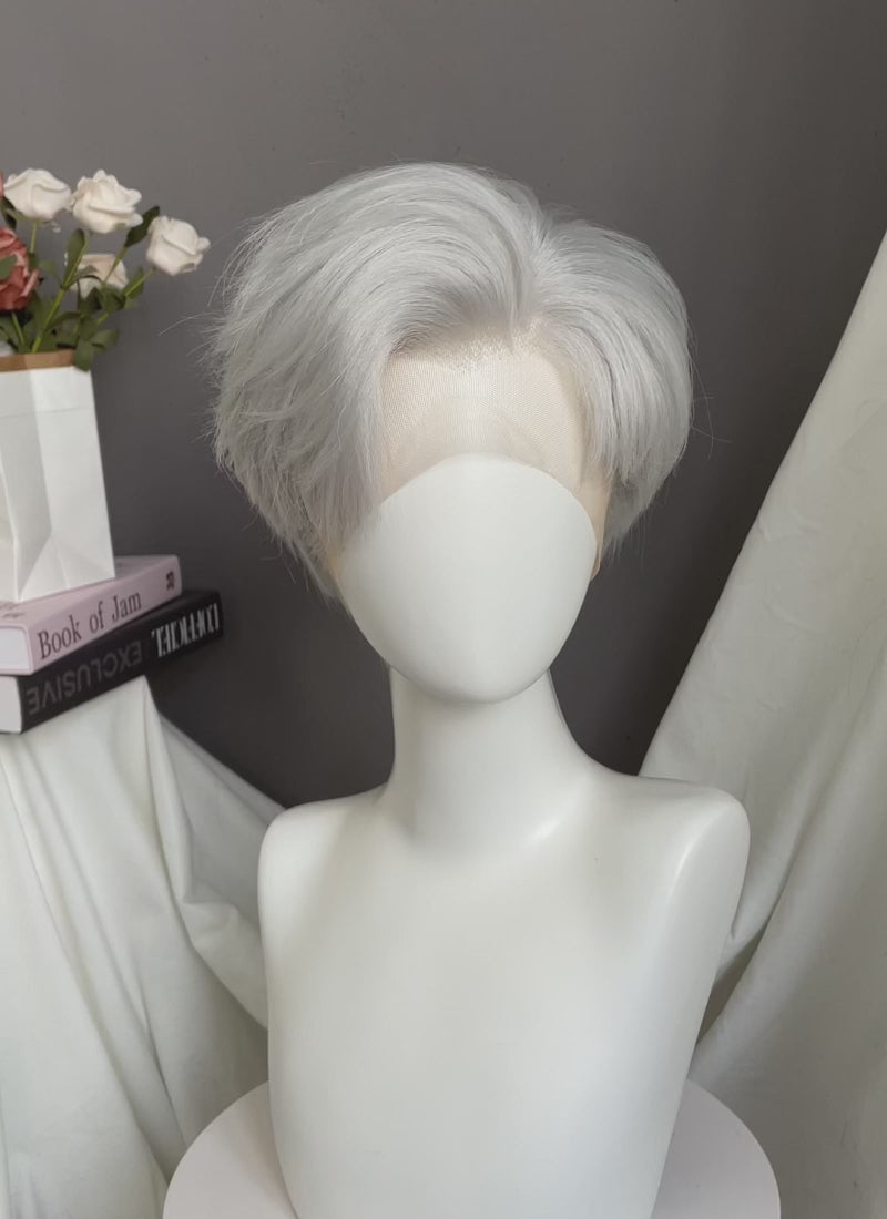 Love and Deepspace Sylus Straight Silver Grey Lace Front Synthetic Men's Wig LF6083