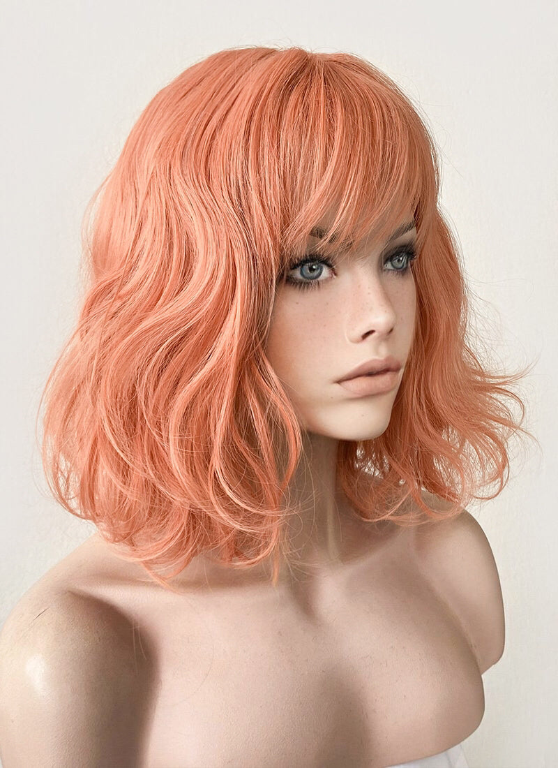 Pastel Peach Pink Wavy Bob Synthetic Wig CM197 – wigisfashion-au