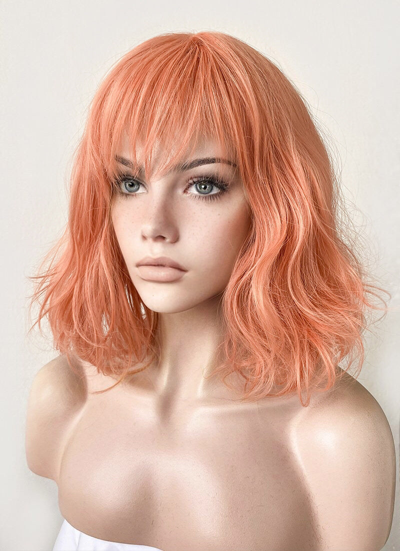 Pastel Peach Pink Wavy Bob Synthetic Wig CM197 – wigisfashion-au