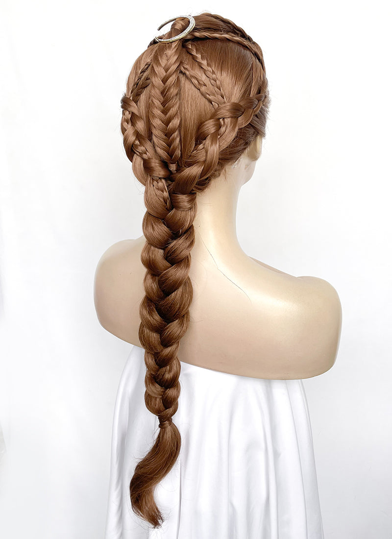 Chestnut Brown Braided Lace Front Synthetic Wig WigIsFashion