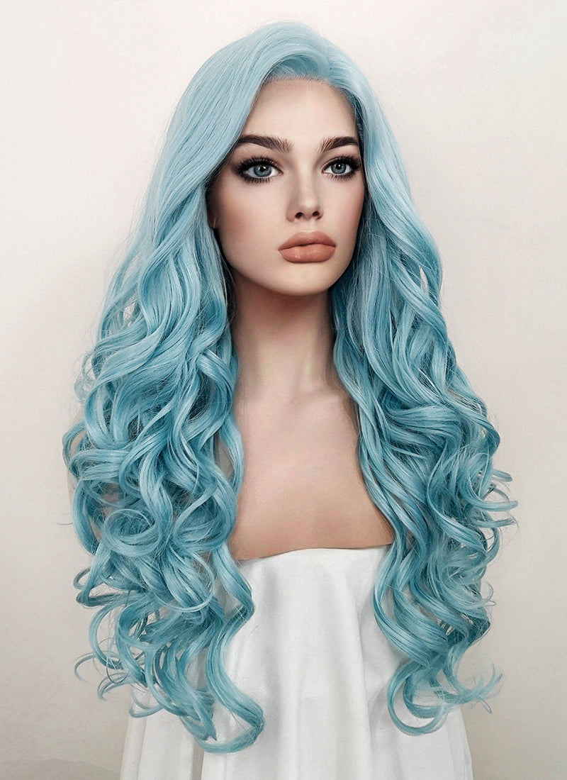 Blue wig lace on sale front