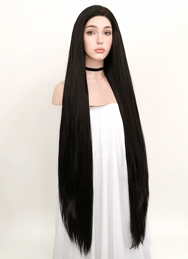 Straight Yaki Natural Black Lace Front Synthetic Wig LF701A