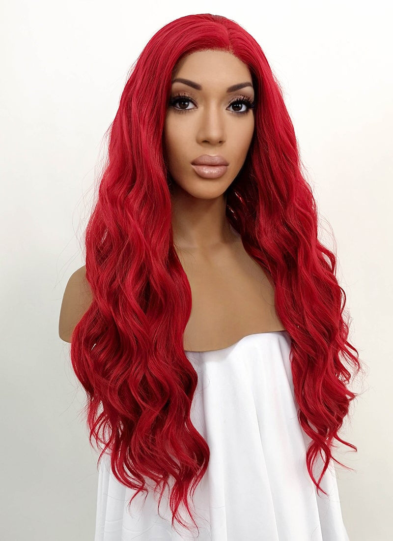 Wavy Red Lace Front Synthetic Wig LFB355 wigisfashion au