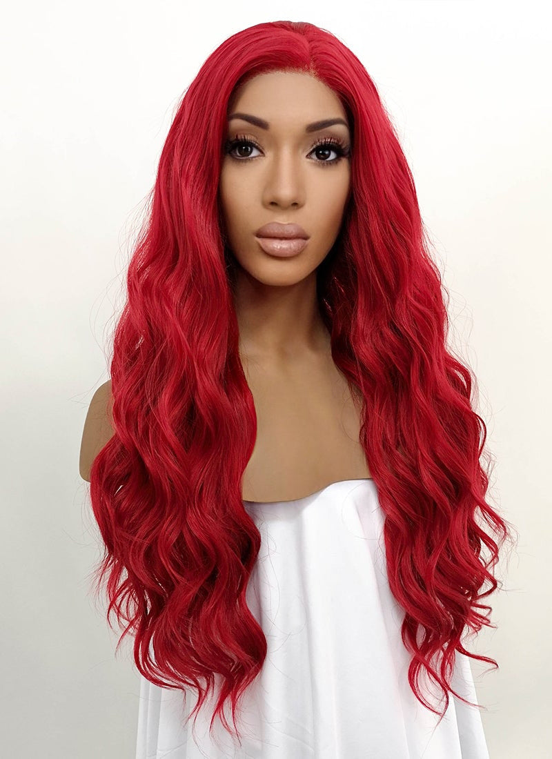 Wavy Red Lace Front Synthetic Wig LFB355 wigisfashion au