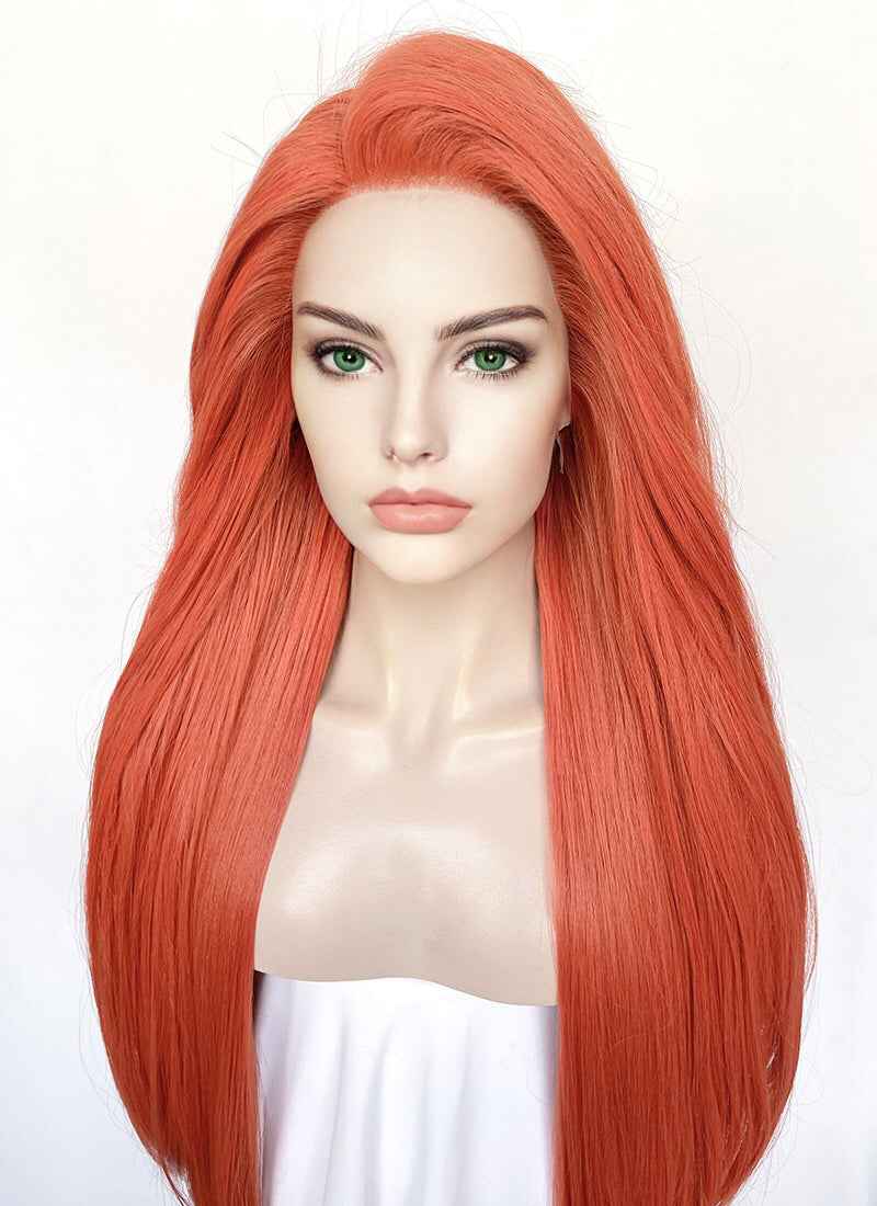 Invincible Atom Eve Ginger Straight Yaki Lace Front Synthetic Wig