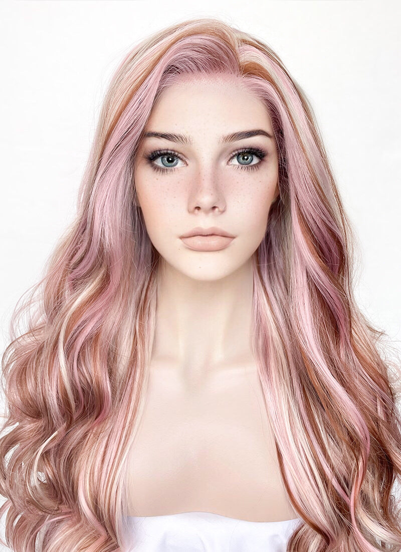 Pink Blonde Brown Mixed Lace Front Wig WigIsFashion