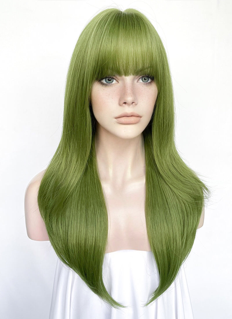 Green wig straight sale